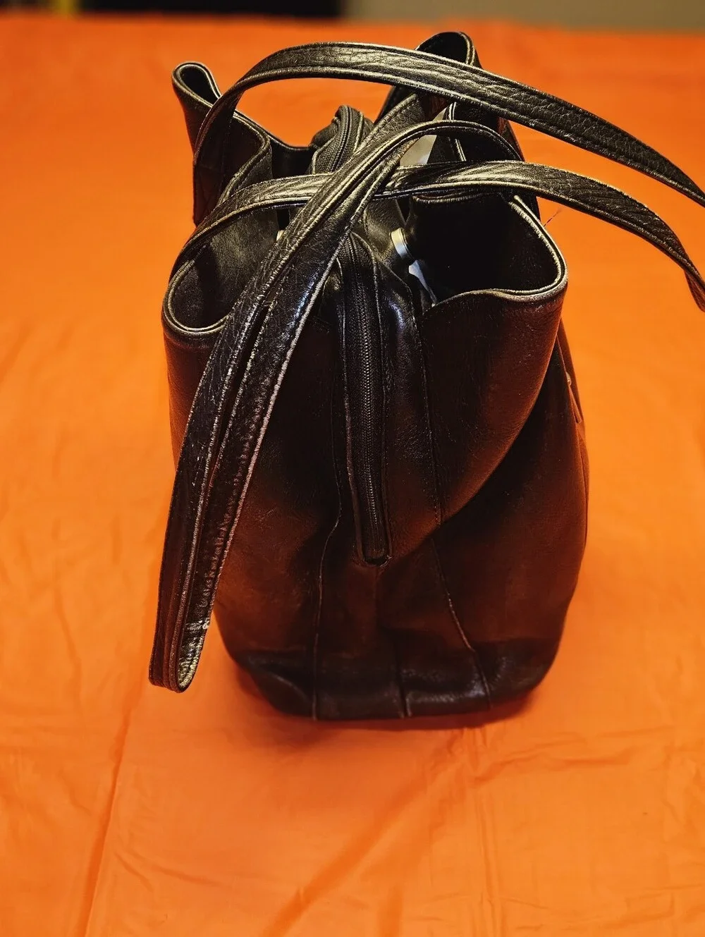 Wilsons Leather Center Seam Shoulder Tote Bag Double Handled Black G.U.C.